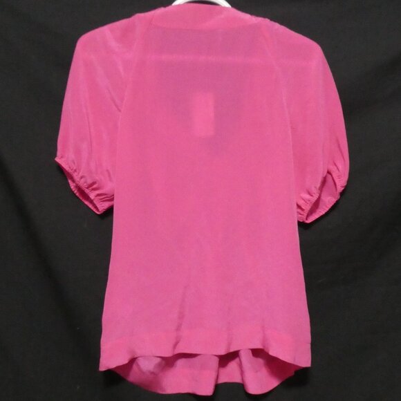 BANANA REPUBLIC | xs, extra small | Silk Hot Pink Puff Sleeve Blouse | NWT - Picture 2 of 15
